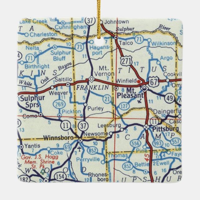 Ornamento De Cerâmica Primavera de Mt Pleasant e Sulfur (Verso)