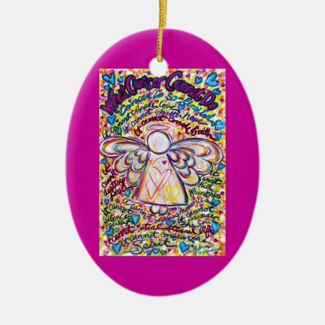 Ornamento De Cerâmica Primavera Hearts Cancer Angel Ornament Personaliza (Frente)