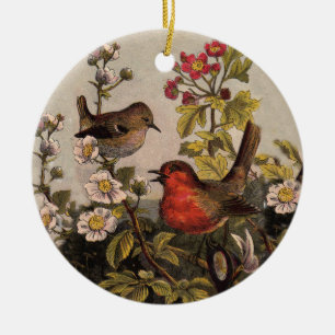 Ornamento De Cerâmica Primavera Robin Birds Red Birds