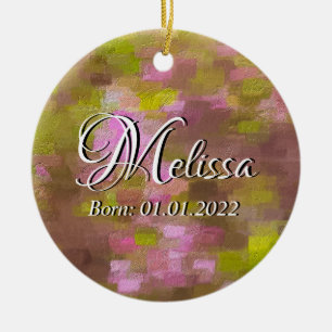 Ornamento De Cerâmica Primavera Season Pinks Abstrato Baby Ornament