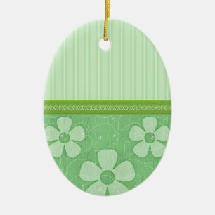 Ornamento De Cerâmica Primavera verde tiras e florais cerâmica de ovos