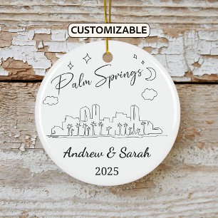 Ornamento De Cerâmica Primaveras de Palma Personalizadas do Skyline, Cal