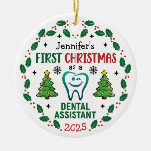 Ornamento De Cerâmica Primeira Árvore de Natal do Assistente Dental Pers