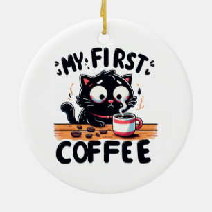 Ornamento De Cerâmica Primeira Aventura com Café Preto