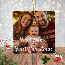 Primeira Casa Primeiro Natal Família Foto Carmesim
