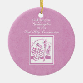 Ornamento De Cerâmica Primeira Comunhão da Afilhada, Rosa