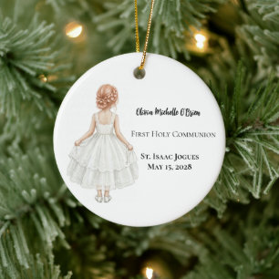 Ornamento De Cerâmica Primeira Comunhão Personalizada para Meninas