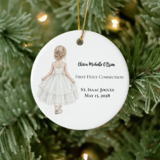 Ornamento De Cerâmica Primeira Comunhão Personalizada para Meninas