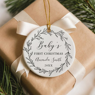 Ornamento De Cerâmica Primeira Coroa Floral Botânica de Natal