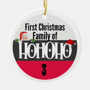 Ornamento De Cerâmica Primeira Família Ho Ho Ho de Natal Personalizar