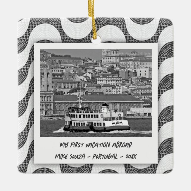 Ornamento De Cerâmica Primeira Férias das Ondas Portuguesas (Frente)