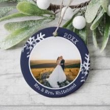 Primeira Foto de Natal Casados Elegante Azul Marin