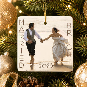 Ornamento De Cerâmica Primeira Foto de Natal Casados Presente