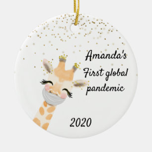 Ornamento De Cerâmica Primeira Girafa da Pandemia Global 2020