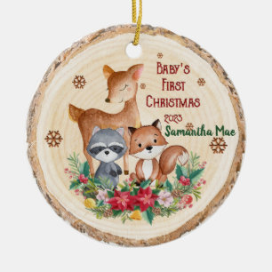 Ornamento De Cerâmica Primeira Ornação de Animais de Natal do Bebê