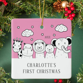 Ornamento De Cerâmica Primeira Ornação de Natal do Bebê da Selva