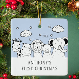 Ornamento De Cerâmica Primeira Ornação de Natal do Bebê da Selva