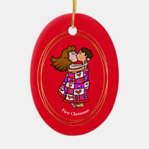 Ornamento De Cerâmica Primeira Ornação de Natal do casal
