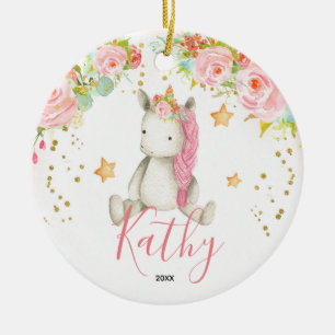 Ornamento De Cerâmica Primeira Ornação Personalizada do Unicorn Baby G