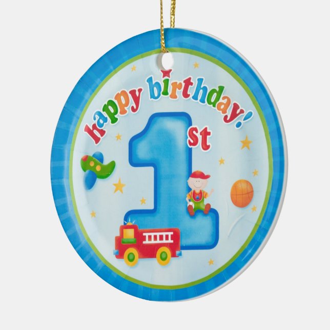 Ornamento De Cerâmica primeiro aniversário feliz (Esquerda)