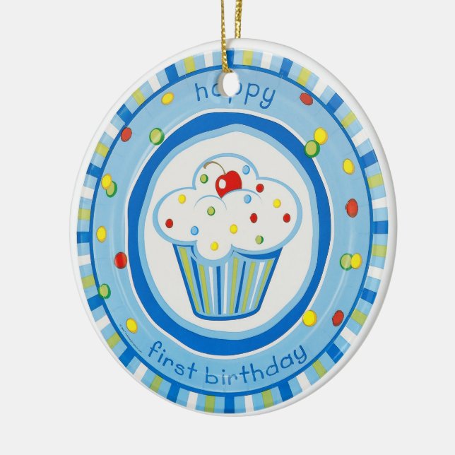 Ornamento De Cerâmica primeiro aniversário feliz (Esquerda)