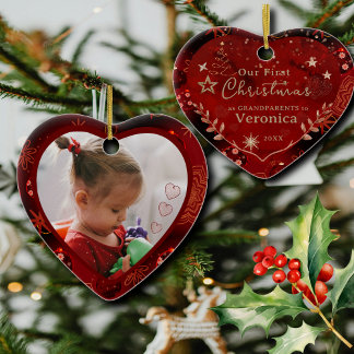 ORNAMENTO DE CERÂMICA PRIMEIRO ANO COMO FOTO DE AVÓS