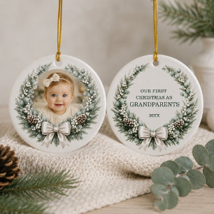 Ornamento De Cerâmica Primeiro Ano como Foto de Natal dos Avós