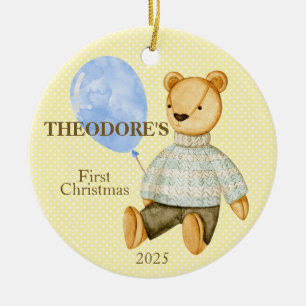 Ornamento De Cerâmica Primeiro Bebê do Urso de Teddy