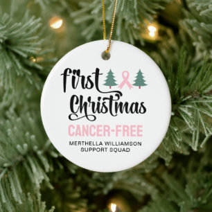 Ornamento De Cerâmica PRIMEIRO Cancer NATAL Personalizado Livre de Mama