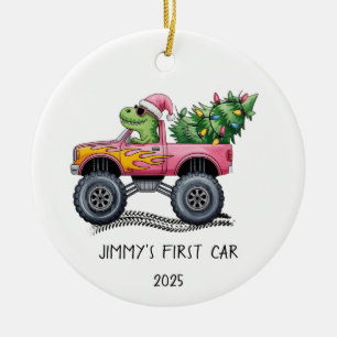 Ornamento De Cerâmica Primeiro Carro Personalizado Caminhão Monstro Dino