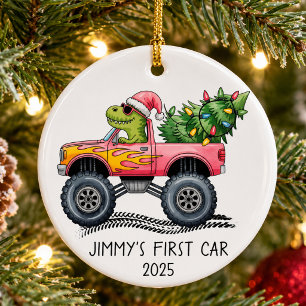 Ornamento De Cerâmica Primeiro Carro Personalizado Caminhão Monstro Dino