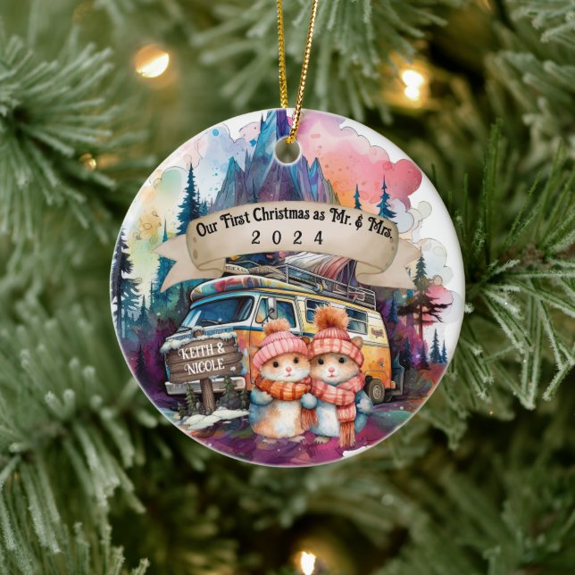 Ornamento De Cerâmica Primeiro Casal de Natal - Campanha RV Recém-casada (Árvore)