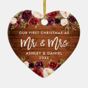 Ornamento De Cerâmica Primeiro Casamento de Natal Russo da Borgonha