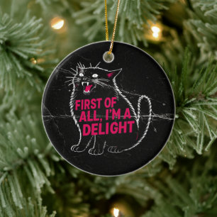 Ornamento De Cerâmica Primeiro De Tudo Sou Um Delicioso Gato Preto Rugid