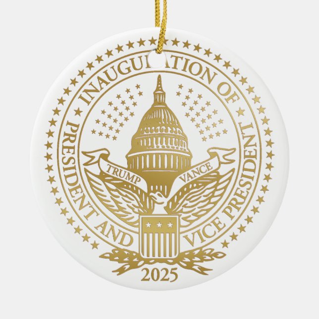 Ornamento De Cerâmica Primeiro e Segundo Presidente da Inauguração Trump (Frente)