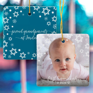 Ornamento De Cerâmica Primeiro Hanukkah Baby Stars Flocos de neve Avós