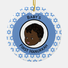 Ornamento De Cerâmica Primeiro Hanukkah de Bebê Preto Vintage