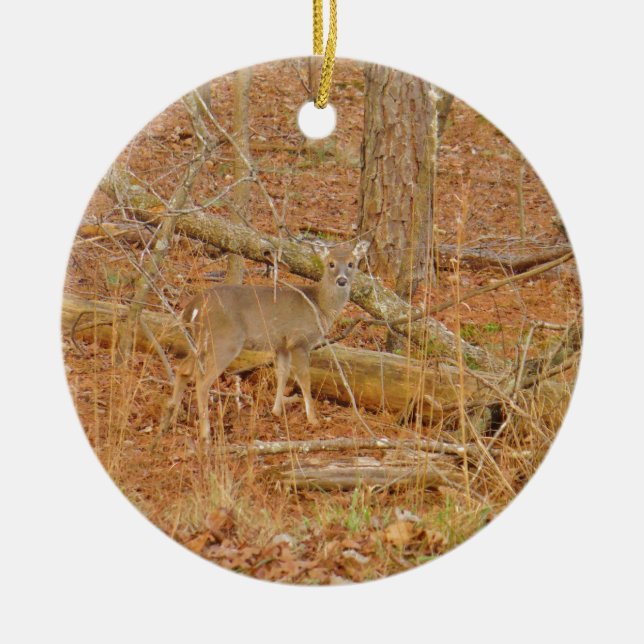 Ornamento De Cerâmica Primeiro inverno do Baby Deer (Frente)