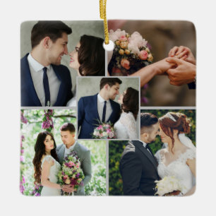 Ornamento De Cerâmica Primeiro Monograma de Natal Sr. Photo Collage