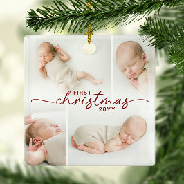 Ornamento De Cerâmica Primeiro Natal 5 Foto Natal Personalizado