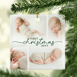 Ornamento De Cerâmica Primeiro Natal 5 Foto Personalizado Natal