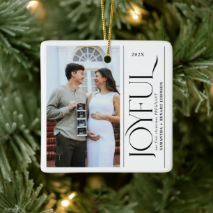 Ornamento De Cerâmica Primeiro Natal Alegre Casal Grávido Foto