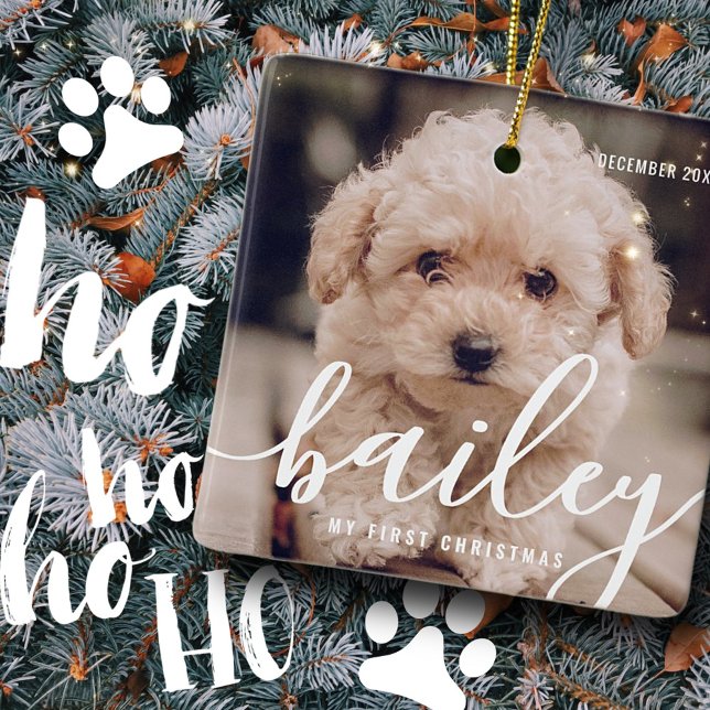 Ornamento De Cerâmica Primeiro Natal - Ano Simples de Foto (Criador carregado)