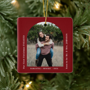 Ornamento De Cerâmica Primeiro Natal Arco de Foto de Casais Noivos
