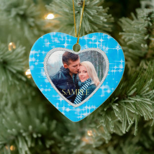 Ornamento De Cerâmica Primeiro Natal Azul Estrelas de Gelo Modelo