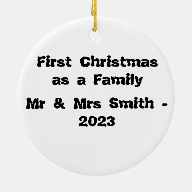 Ornamento De Cerâmica Primeiro Natal Belos Designs de Natal (Traseira)