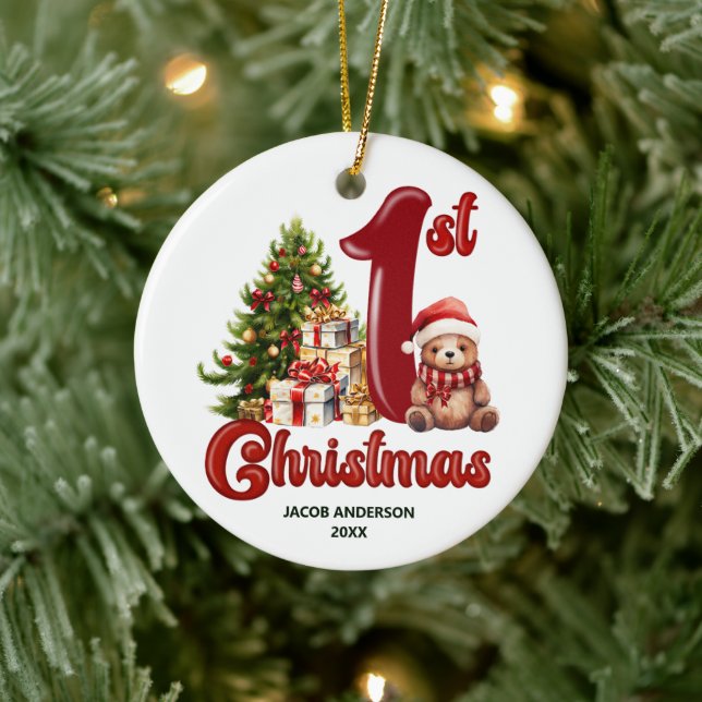 Ornamento De Cerâmica Primeiro Natal Bonito (Árvore)