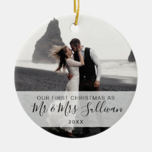 Ornamento De Cerâmica Primeiro Natal Casado como Sr. & Sra. FOTO