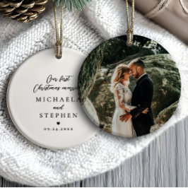 Ornamento De Cerâmica Primeiro Natal Casado Foto Moderna Minimalista