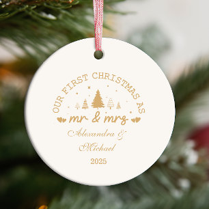 Ornamento De Cerâmica Primeiro Natal como a foto do Sr. e da Sra. Gold